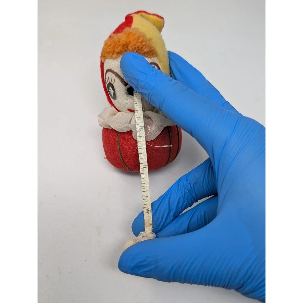 VTG Clown Girl Tape Measure Pin Cushion Doll Pull My Nose 23